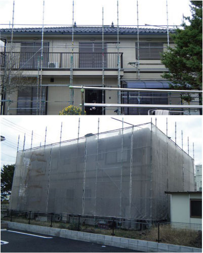 1日目 足場の組立・飛散防止ネット